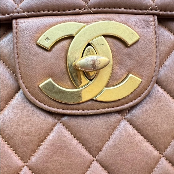 Chanel Caramel Quilted Lambskin Vintage Maxi Jumbo XL Classic Single Flap Bag - Picture 4 of 8